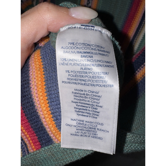 Chaps Southwestern Aztec Stripe Sweater Women's S Boho Coastal Grandma Knit Top - Picture 5 of 8